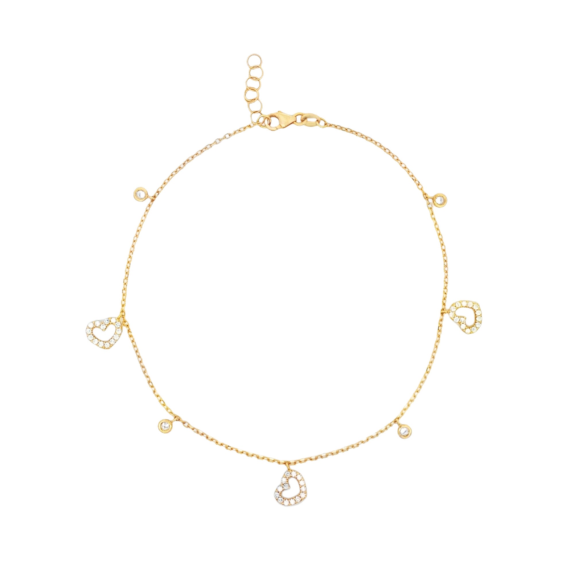 TOBILLERA CON ZIRCONES Y CORAZONES