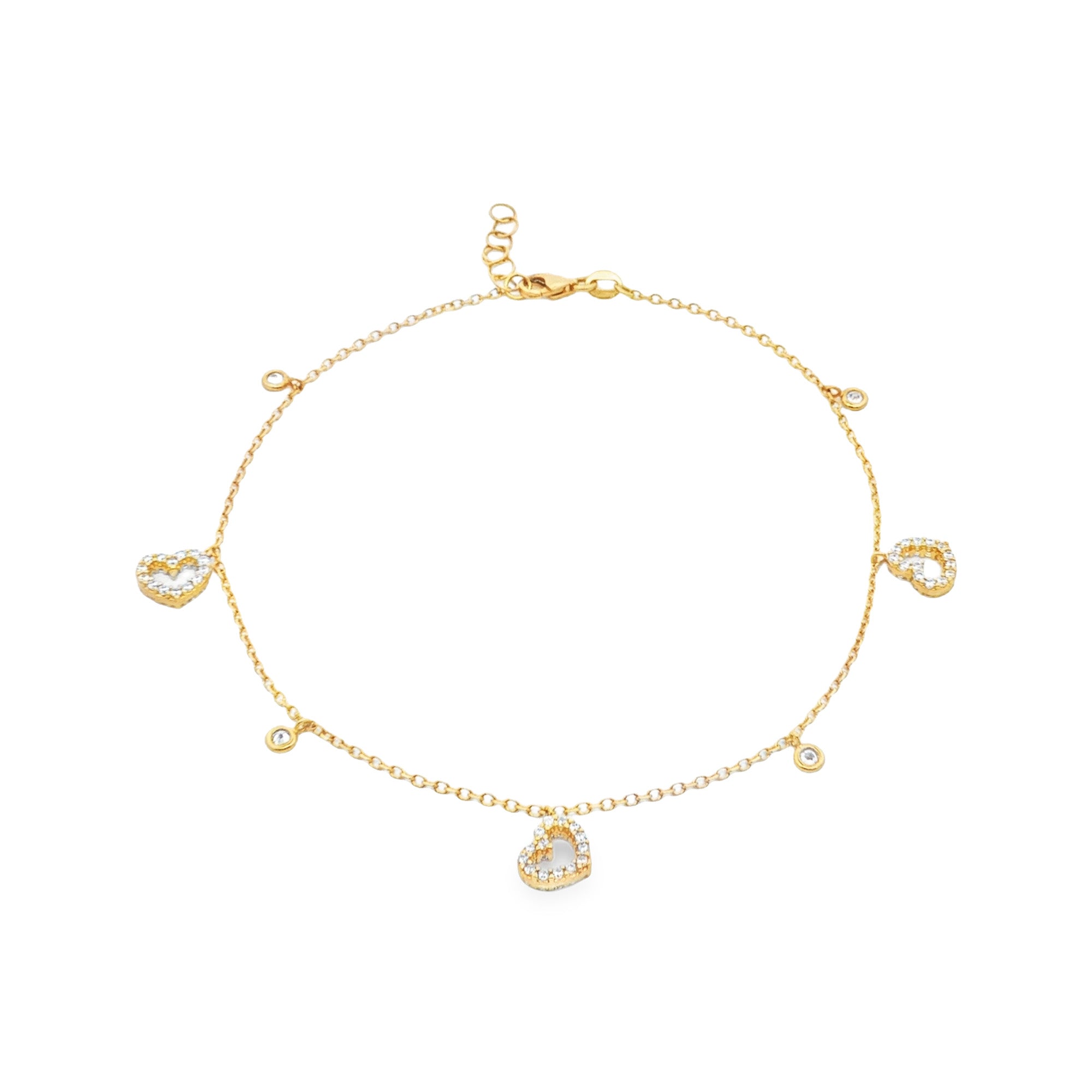 TOBILLERA CON ZIRCONES Y CORAZONES
