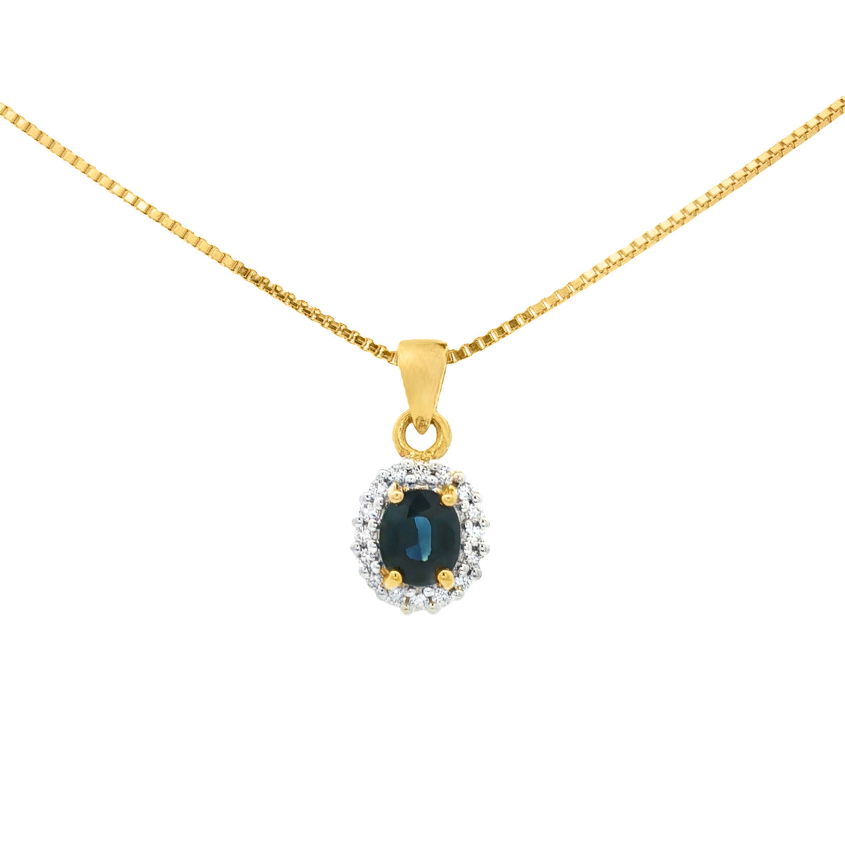 DIJE OVAL DE ZAFIRO Y DIAMANTES