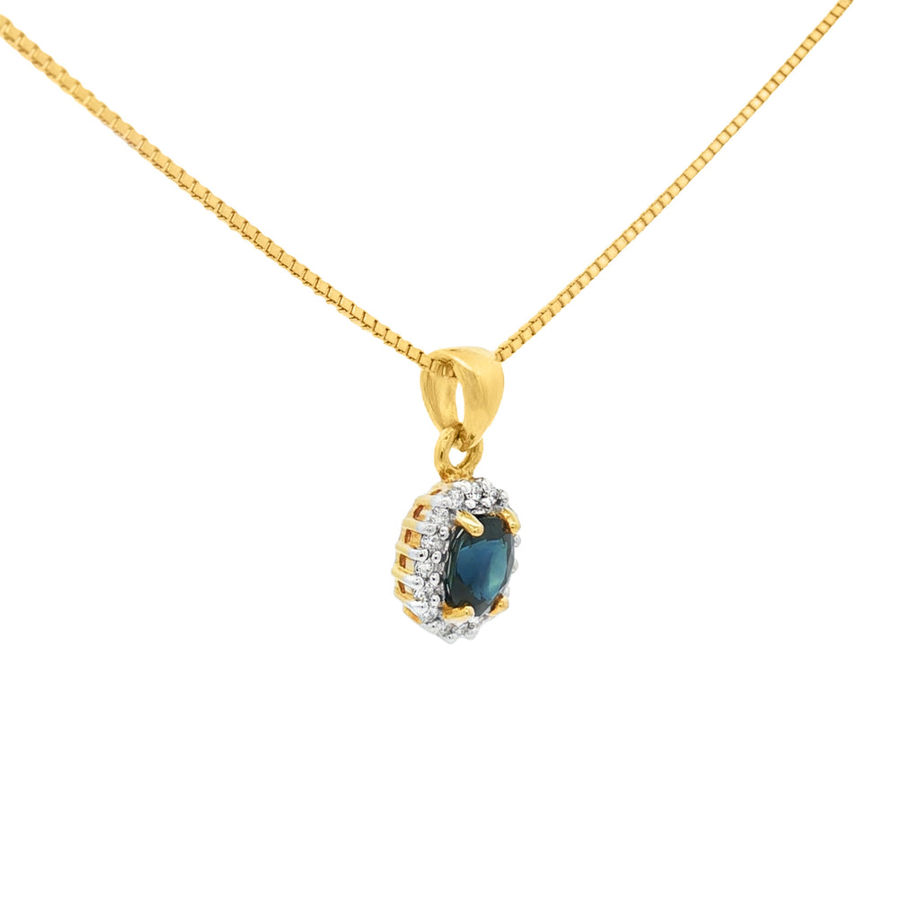 DIJE OVAL DE ZAFIRO Y DIAMANTES
