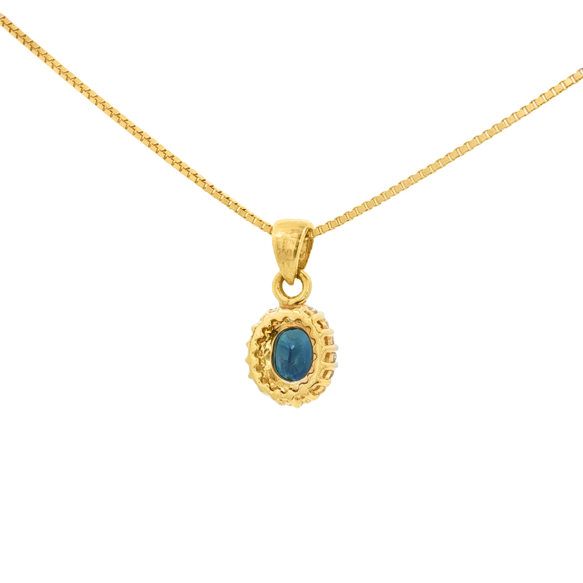 DIJE OVAL DE ZAFIRO Y DIAMANTES