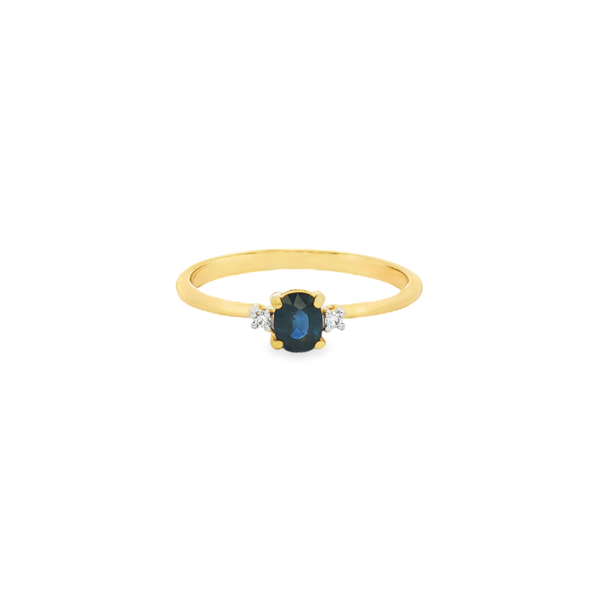ANILLO SOLITARIO OVAL DE ZAFIRO Y DIAMANTES