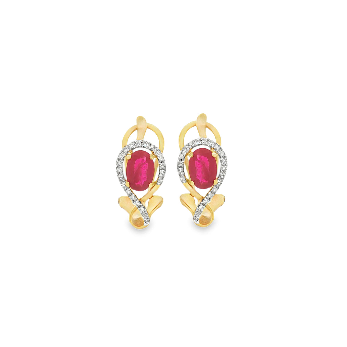 ARETES CON RUBÍES Y DIAMANTES