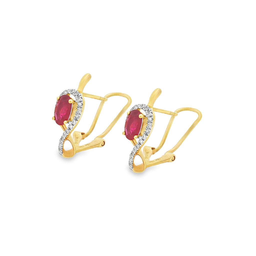 ARETES CON RUBÍES Y DIAMANTES