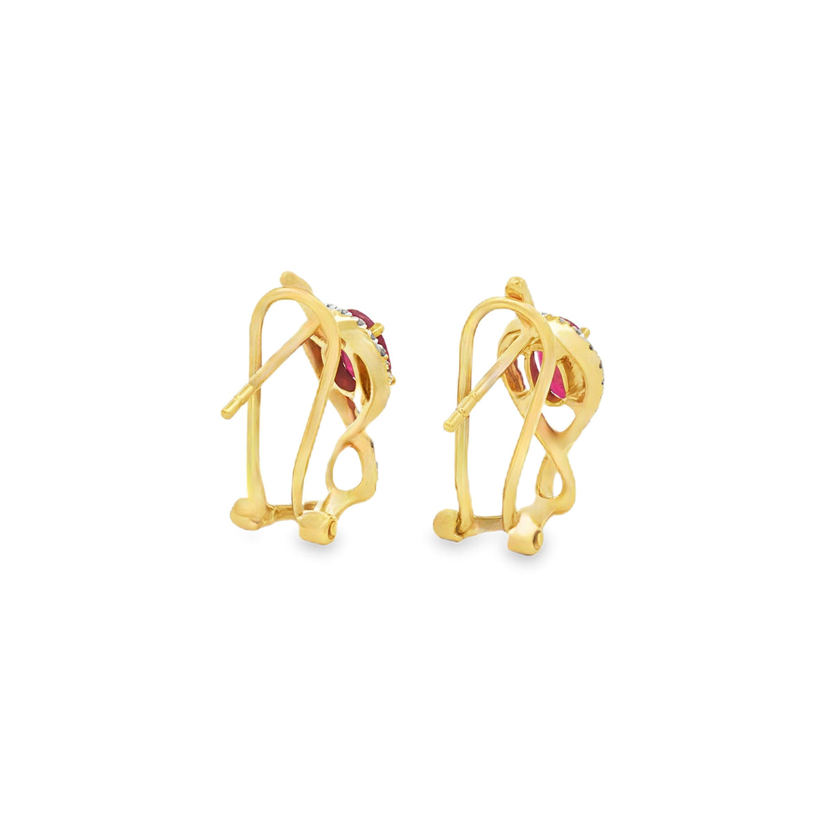 ARETES CON RUBÍES Y DIAMANTES