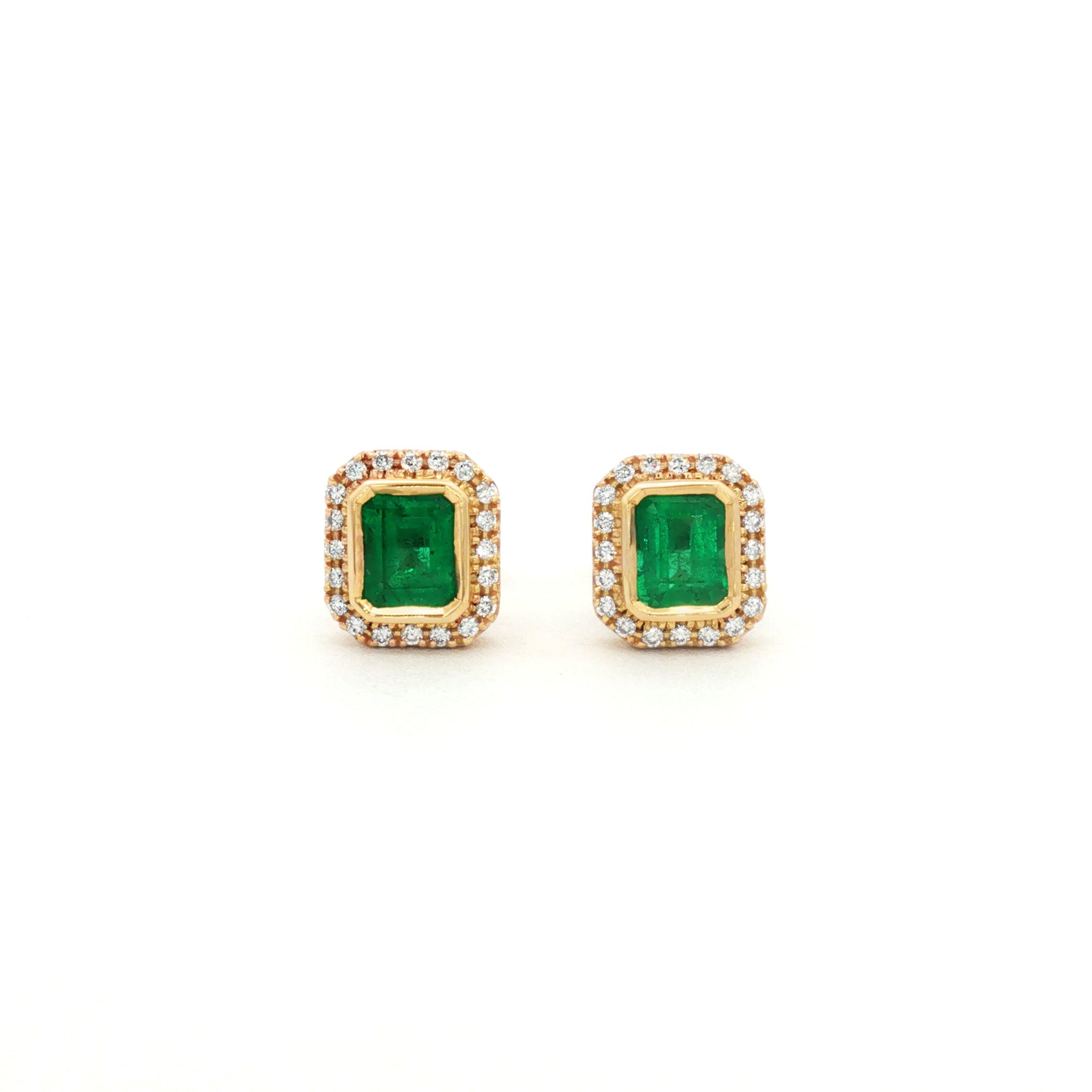 ARETES CON ESMERALDA Y DIAMANTES