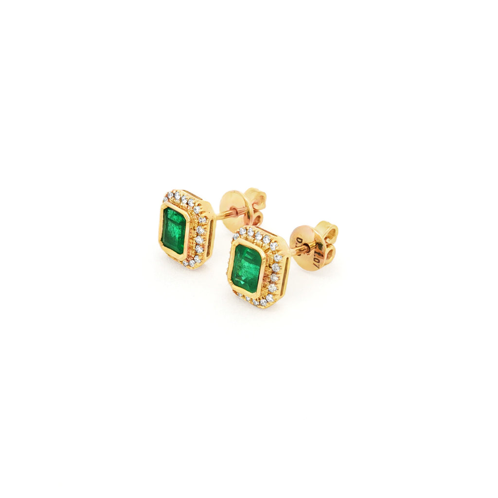 ARETES CON ESMERALDA Y DIAMANTES