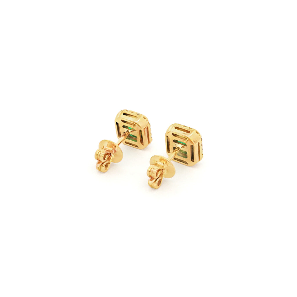 ARETES CON ESMERALDA Y DIAMANTES