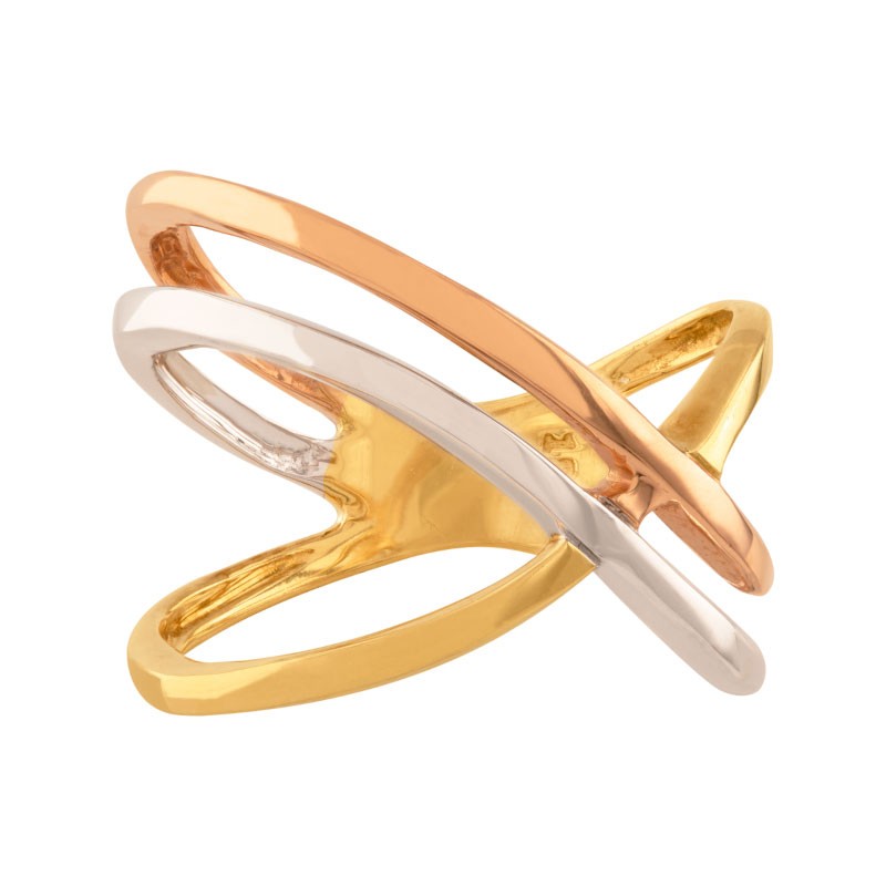 ANILLO CRUZADO 3 OROS