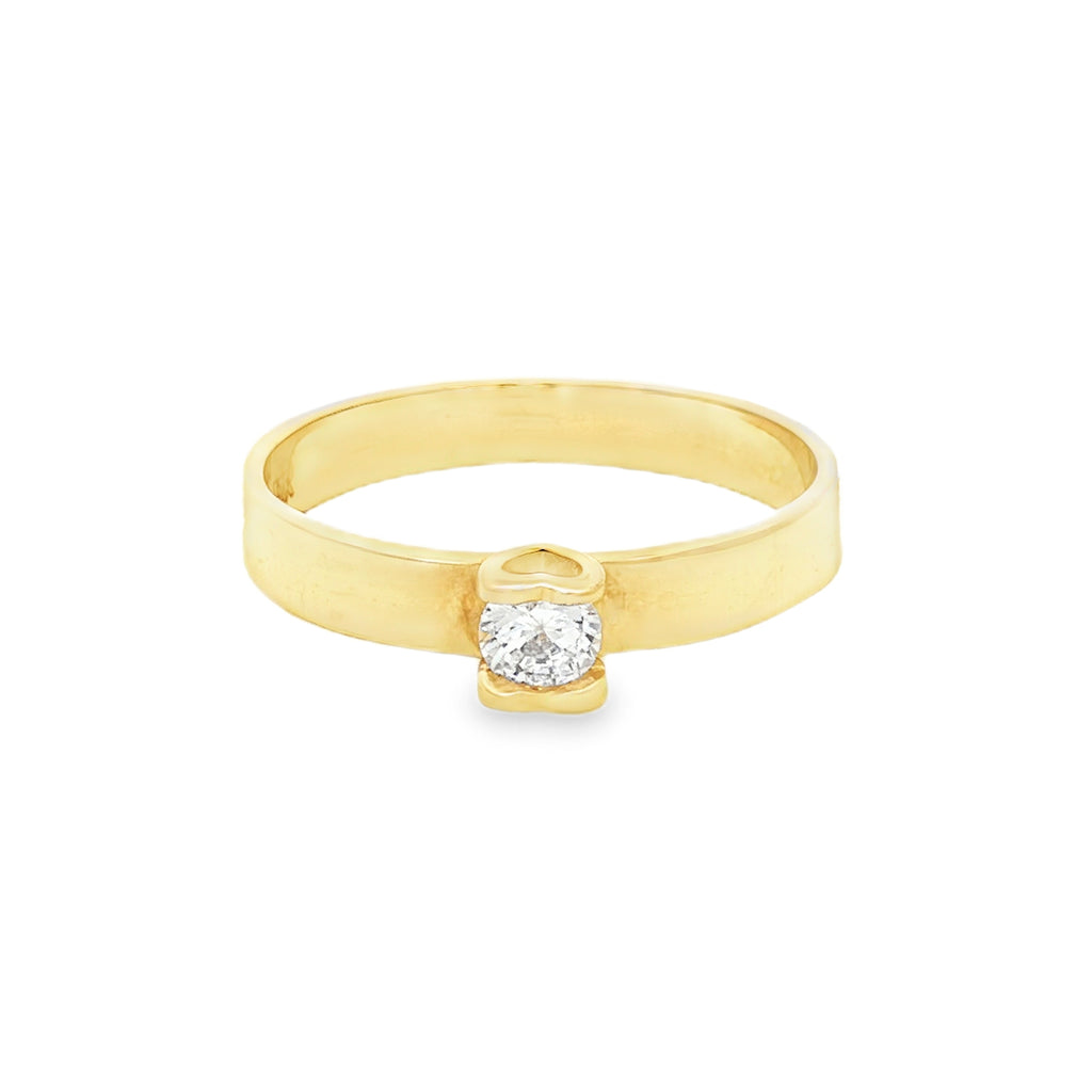 ANILLO SOLITARIO ZIRCÓN ENGASTE CORAZÓN