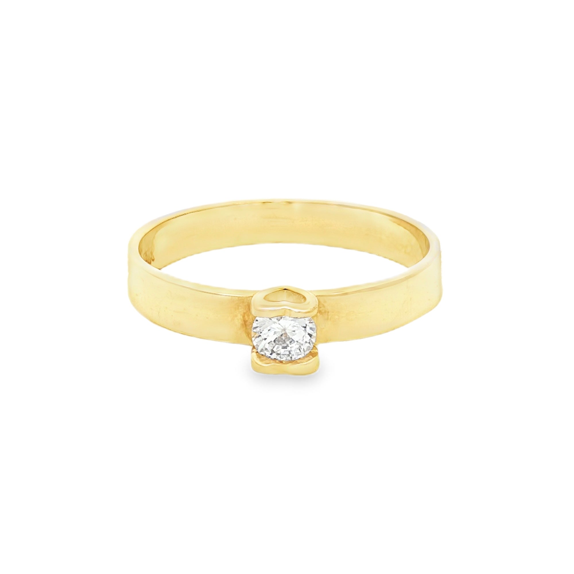 ANILLO SOLITARIO ZIRCÓN ENGASTE CORAZÓN