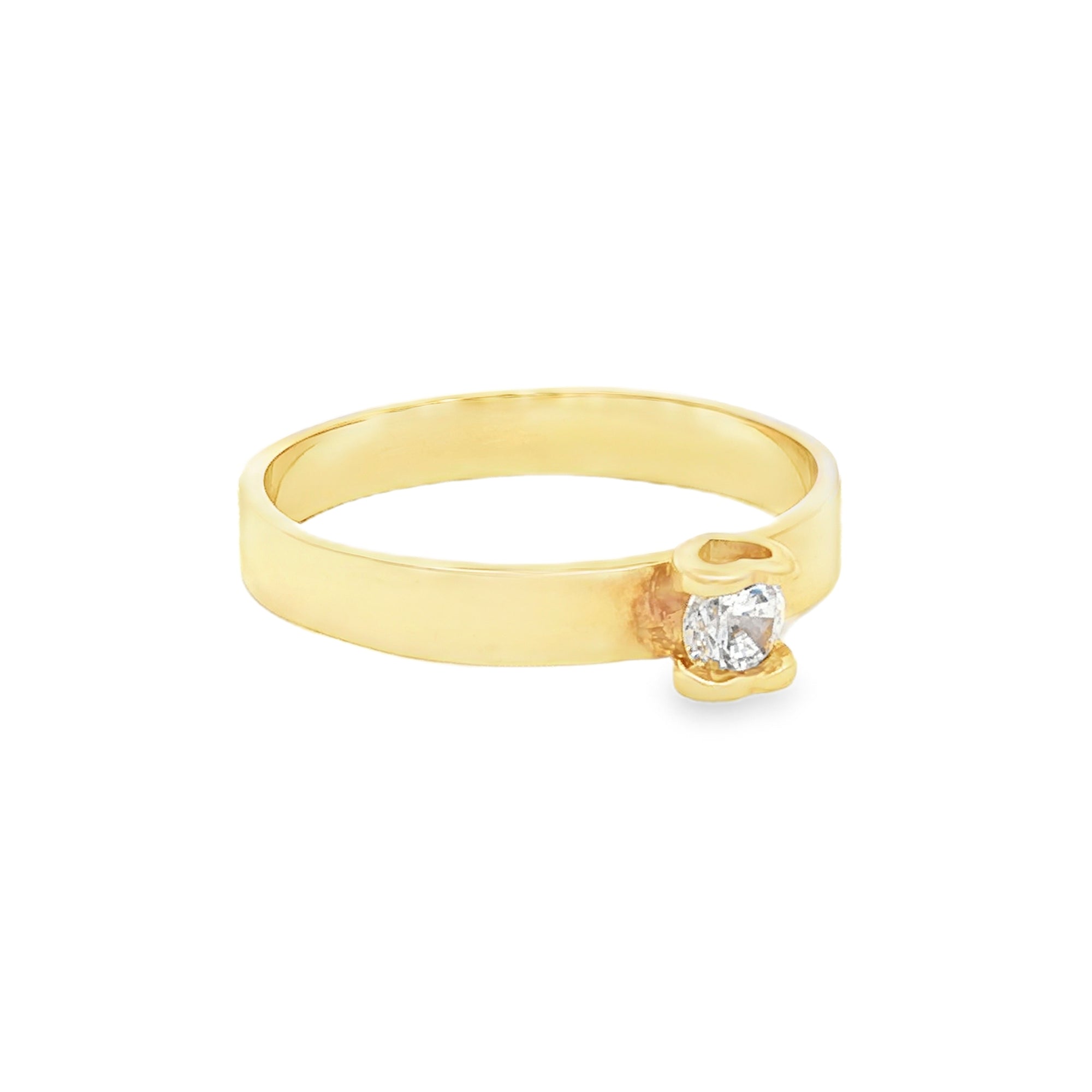 ANILLO SOLITARIO ZIRCÓN ENGASTE CORAZÓN