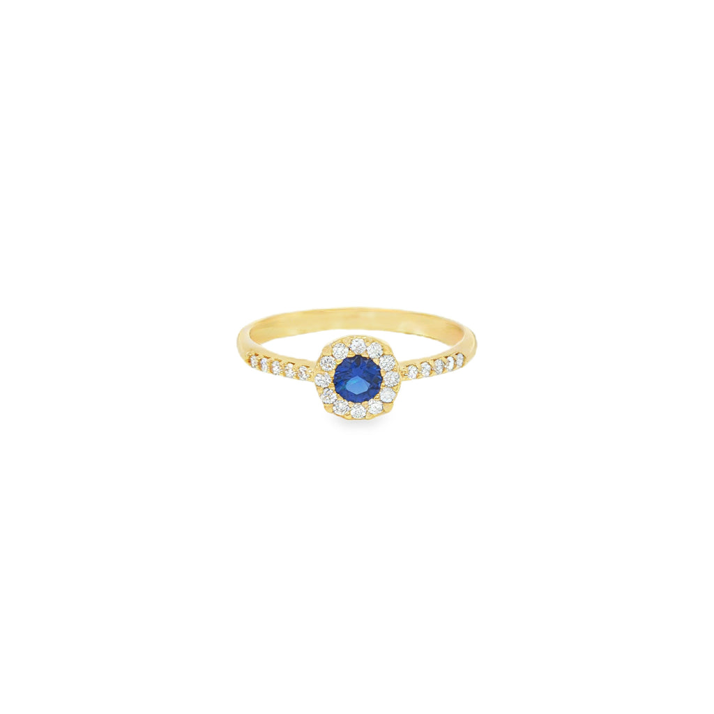 ANILLO FLOR ZIRCÓN AZUL