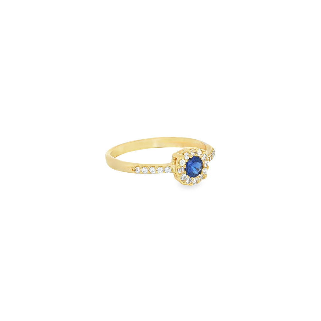 ANILLO FLOR ZIRCÓN AZUL