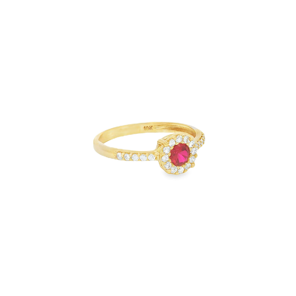 ANILLO FLOR ZIRCÓN ROJO
