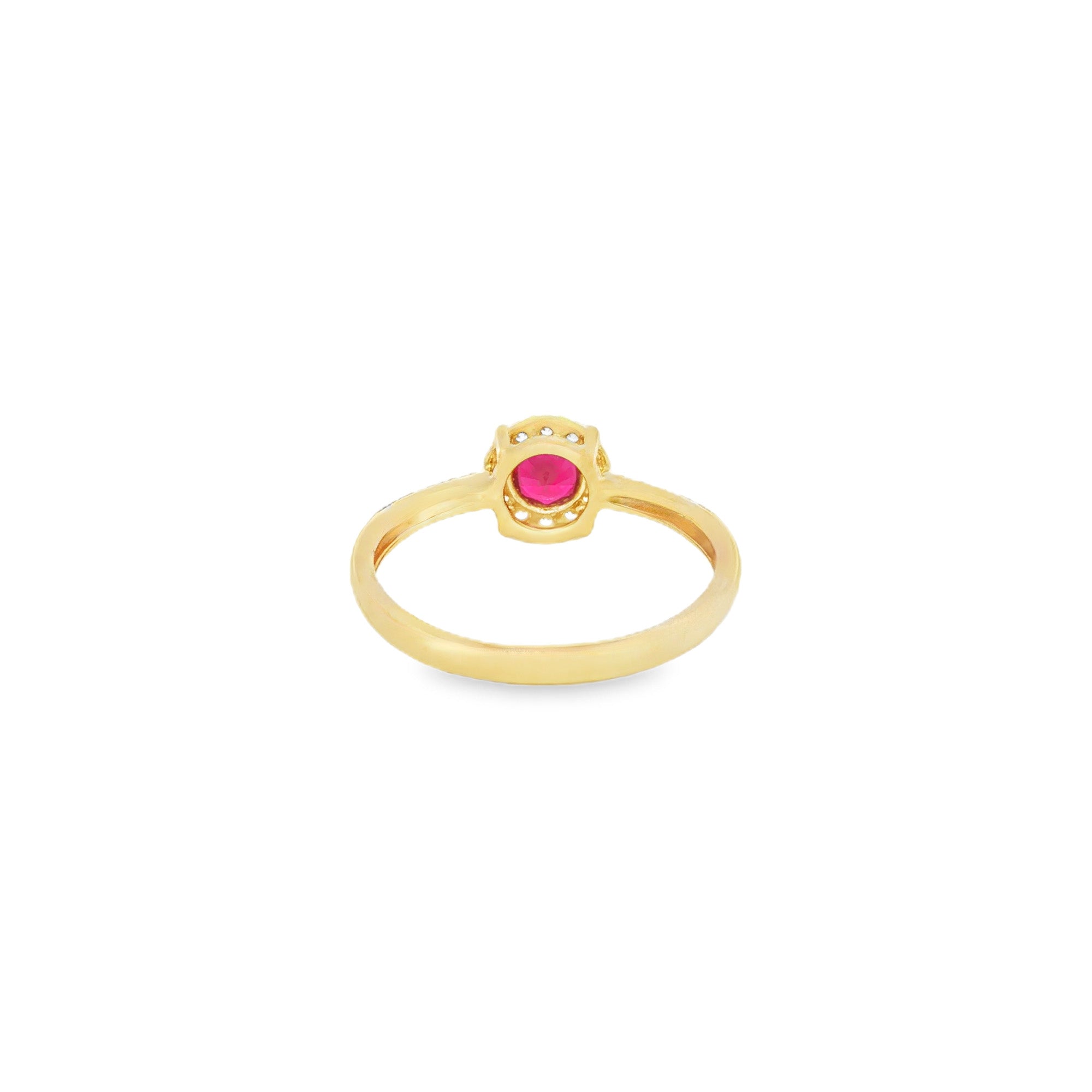 ANILLO FLOR ZIRCÓN ROJO