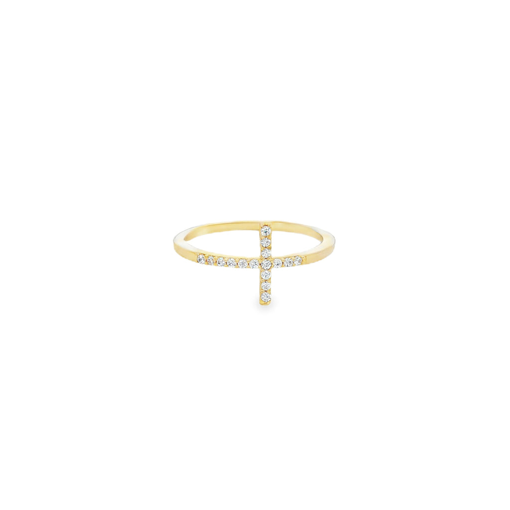ANILLO CRUZ CON ZIRCONES