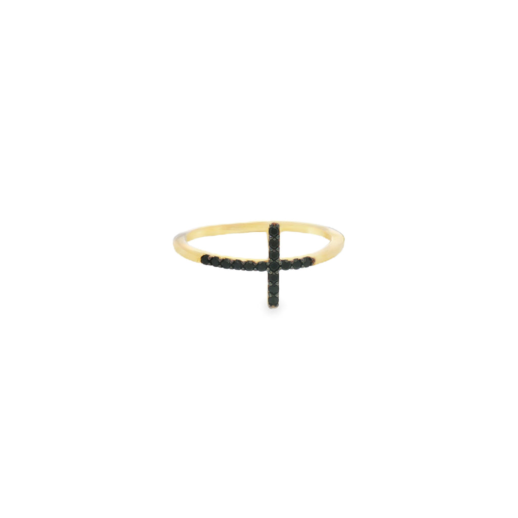 ANILLO CRUZ ZIRCÓN NEGRO