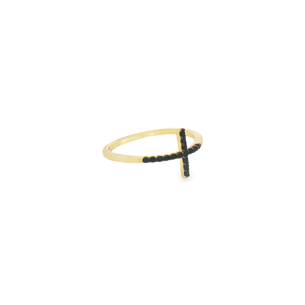 ANILLO CRUZ ZIRCÓN NEGRO