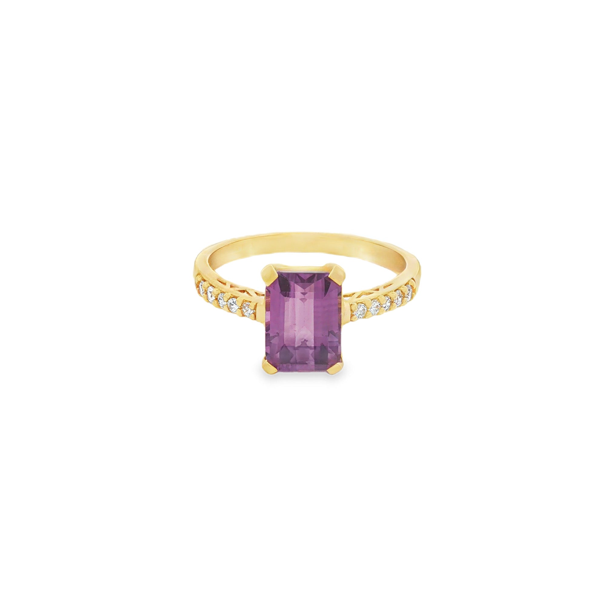 ANILLO SOLITARIO AMATISTA CON ZIRCONES