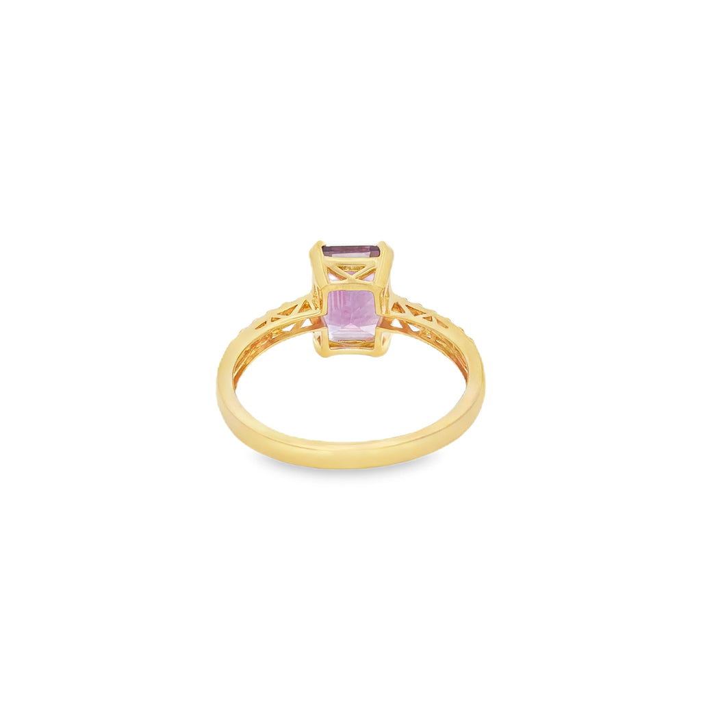 ANILLO SOLITARIO AMATISTA CON ZIRCONES