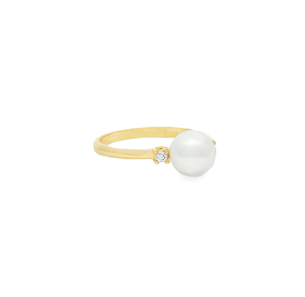 ANILLO CON PERLA Y ZIRCÓN