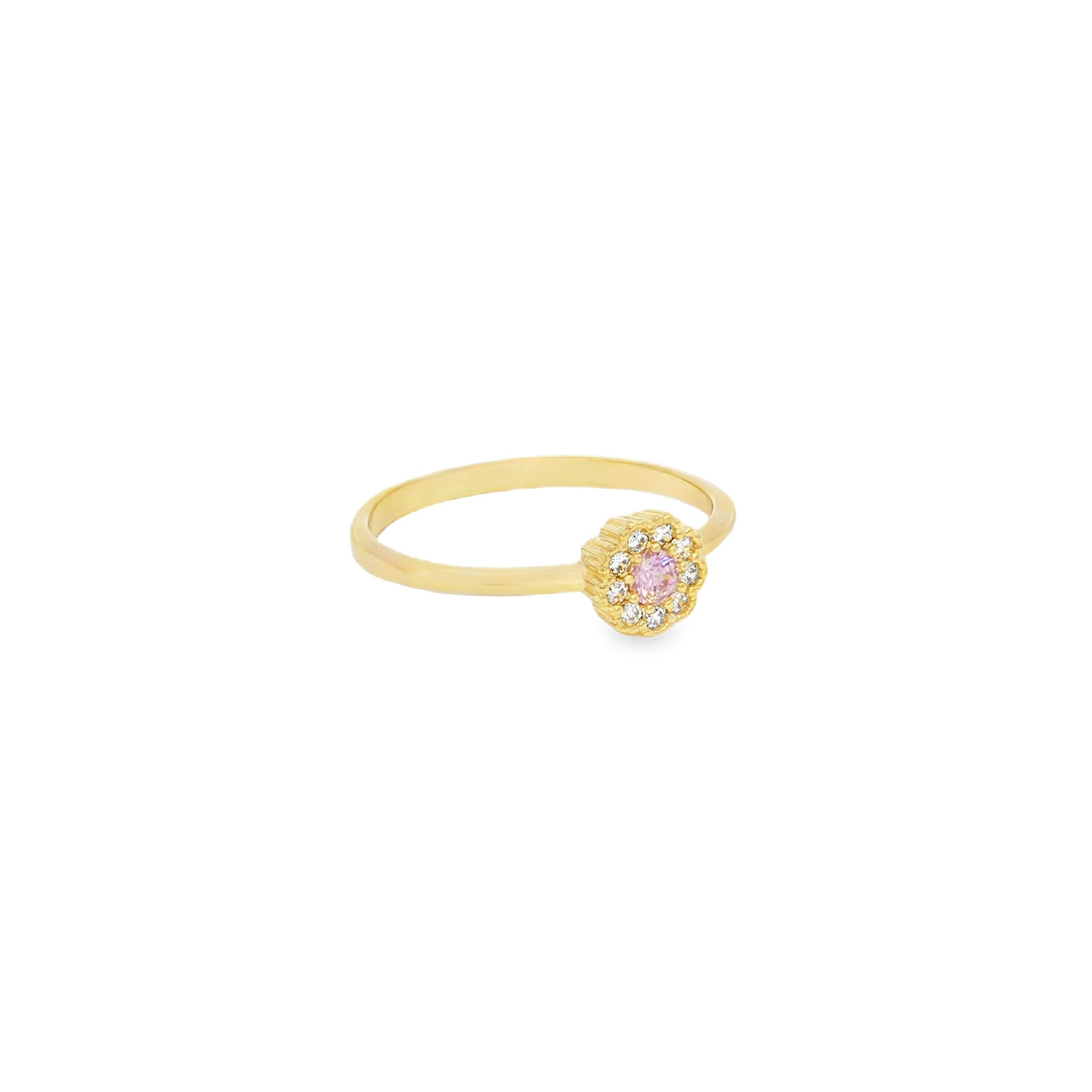 ANILLO FLOR ZIRCONES ROSADOS
