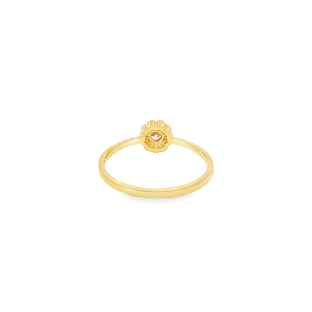 ANILLO FLOR ZIRCONES ROSADOS