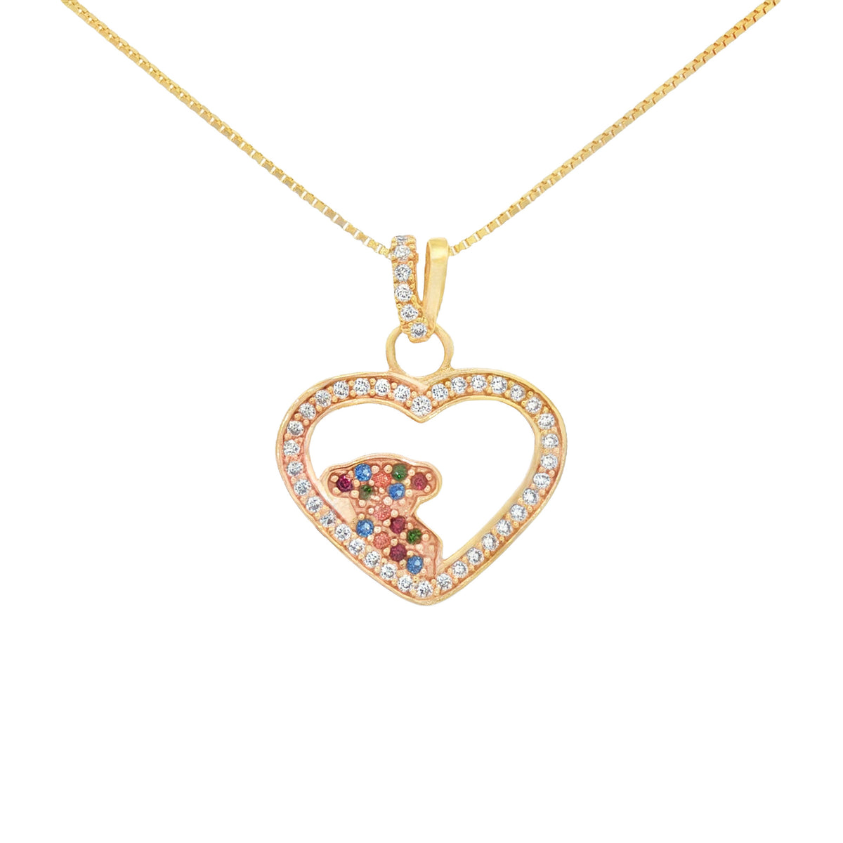 DIJE DE CORAZÓN CON OSO Y ZIRCÓN
