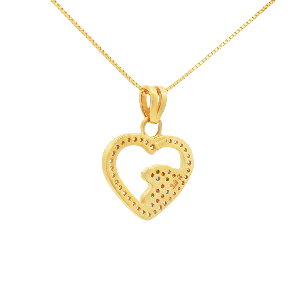 DIJE DE CORAZÓN CON OSO Y ZIRCÓN