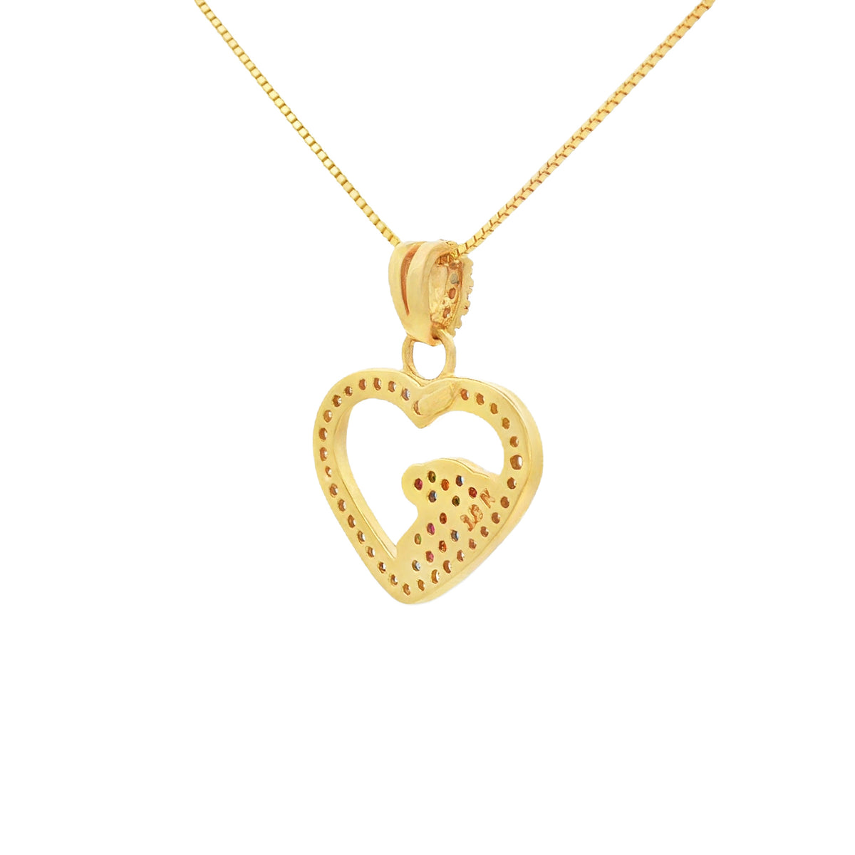 DIJE DE CORAZÓN CON OSO Y ZIRCÓN