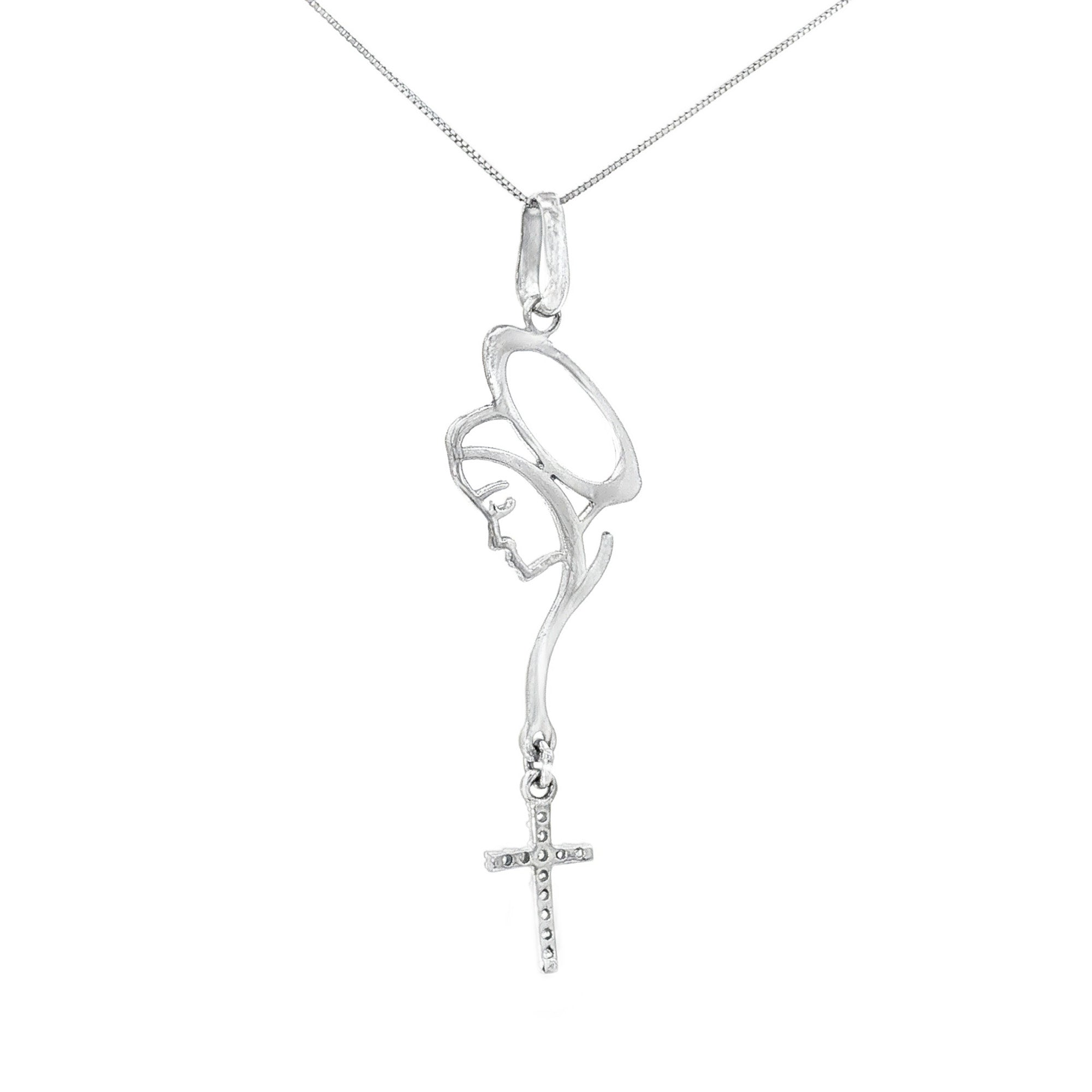 DIJE SILUETA VIRGEN Y CRUZ