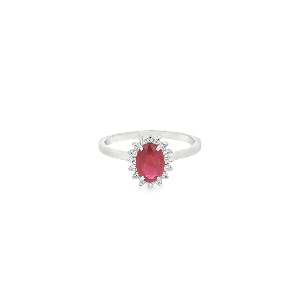 ANILLO FLOR RUBÍ Y DIAMANTES
