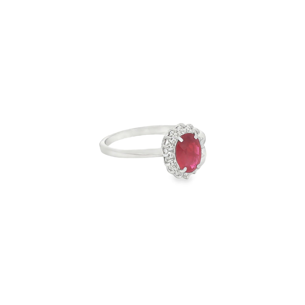 ANILLO FLOR RUBÍ Y DIAMANTES