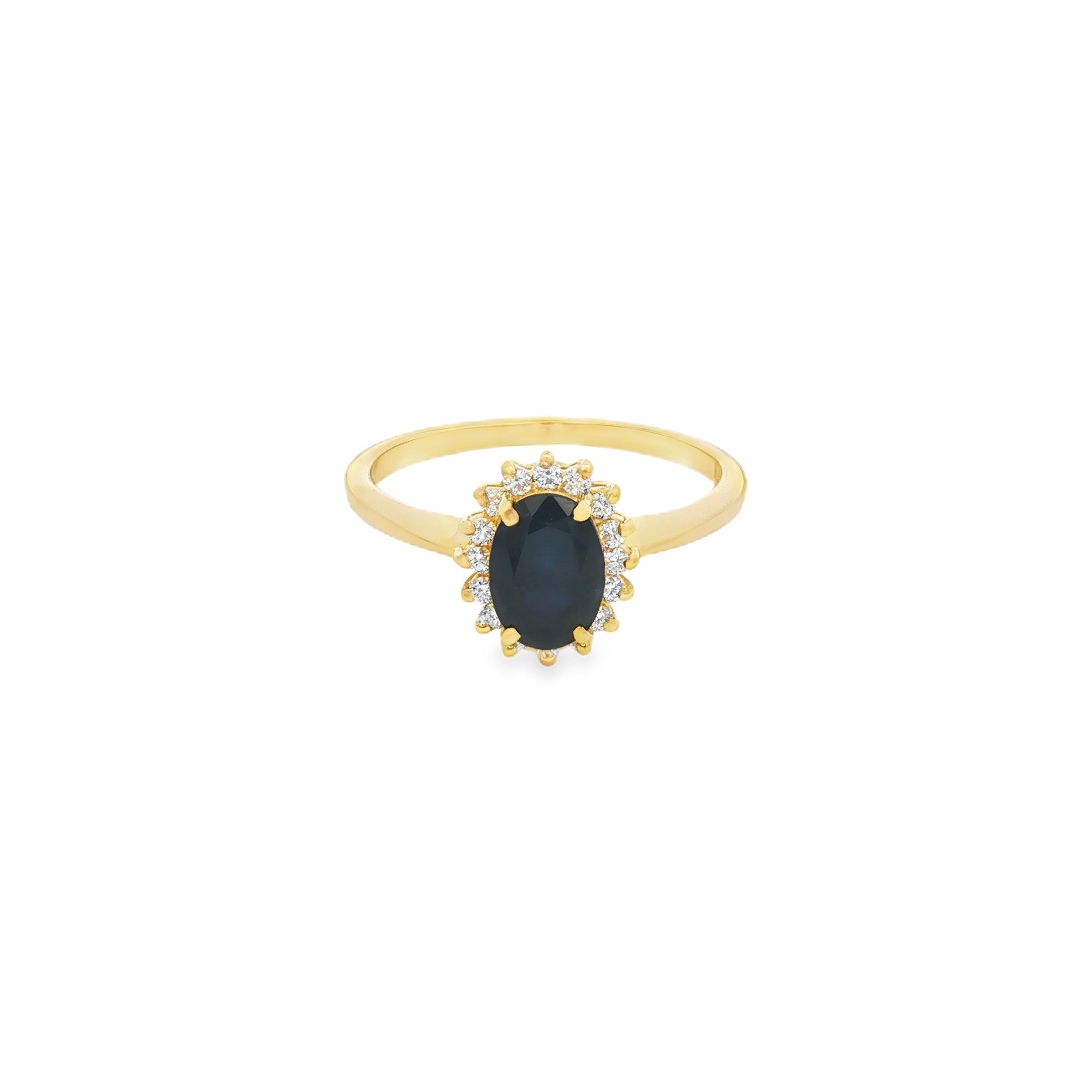 ANILLO FLOR CON ZAFIRO Y DIAMANTES