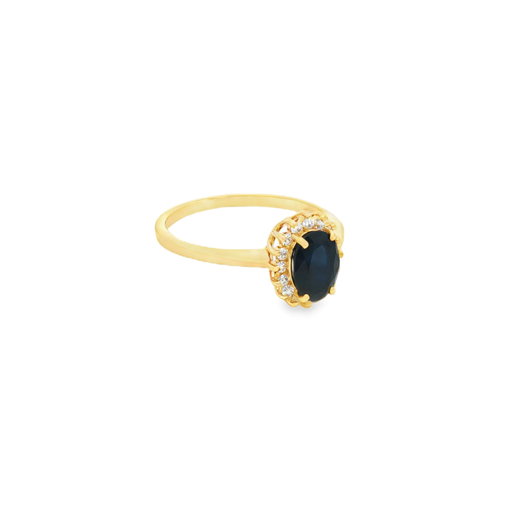 ANILLO FLOR CON ZAFIRO Y DIAMANTES