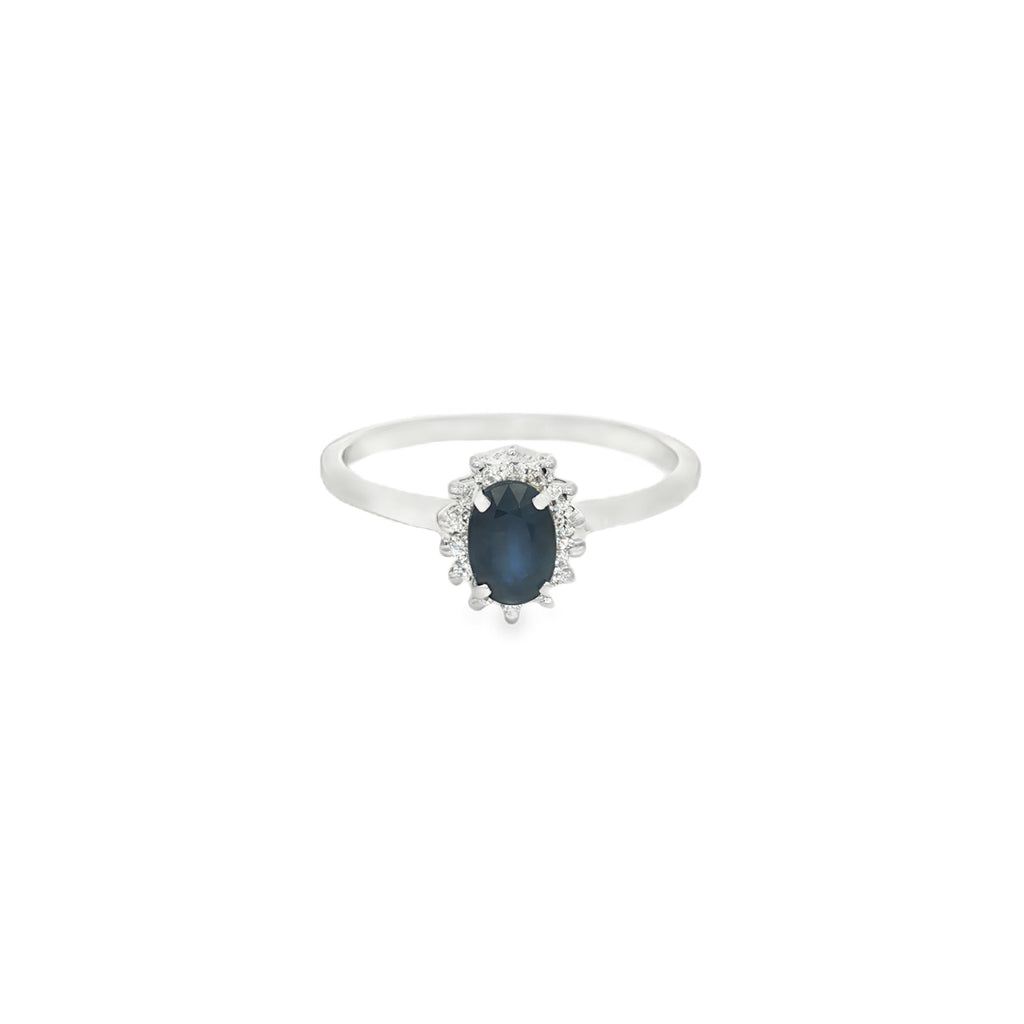 ANILLO FLOR ZAFIRO Y DIAMANTES