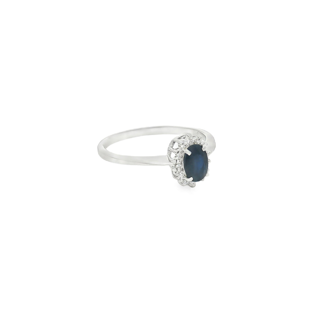 ANILLO FLOR ZAFIRO Y DIAMANTES