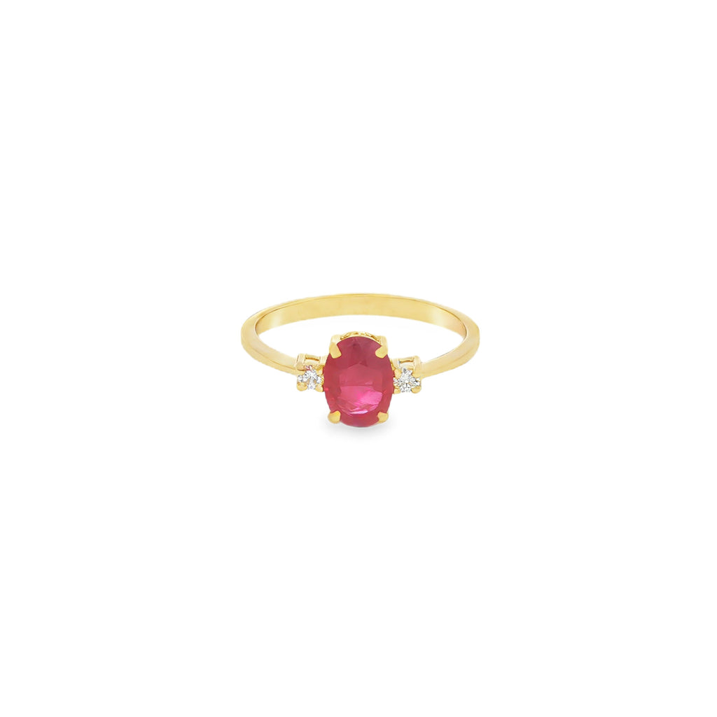ANILLO RUBÍ OVAL Y DIAMANTES