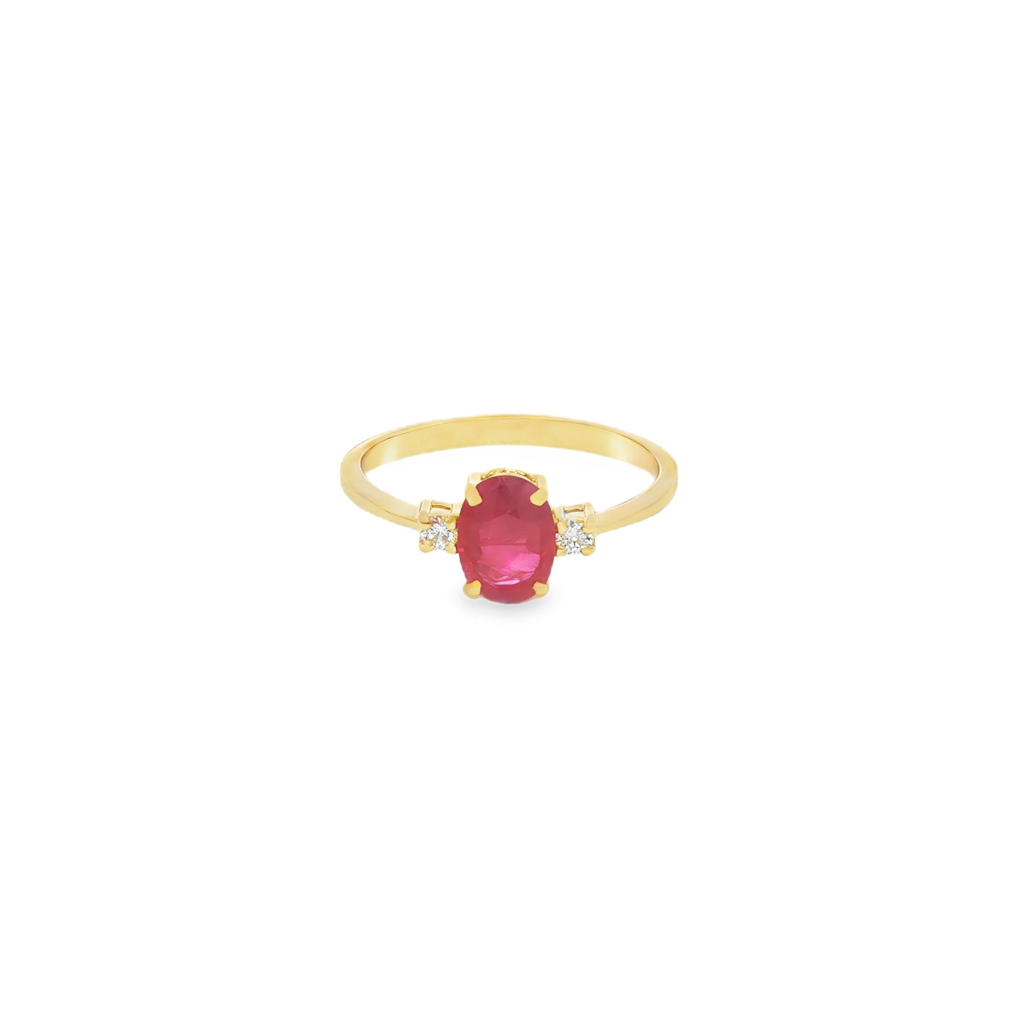 ANILLO RUBÍ OVAL Y DIAMANTES