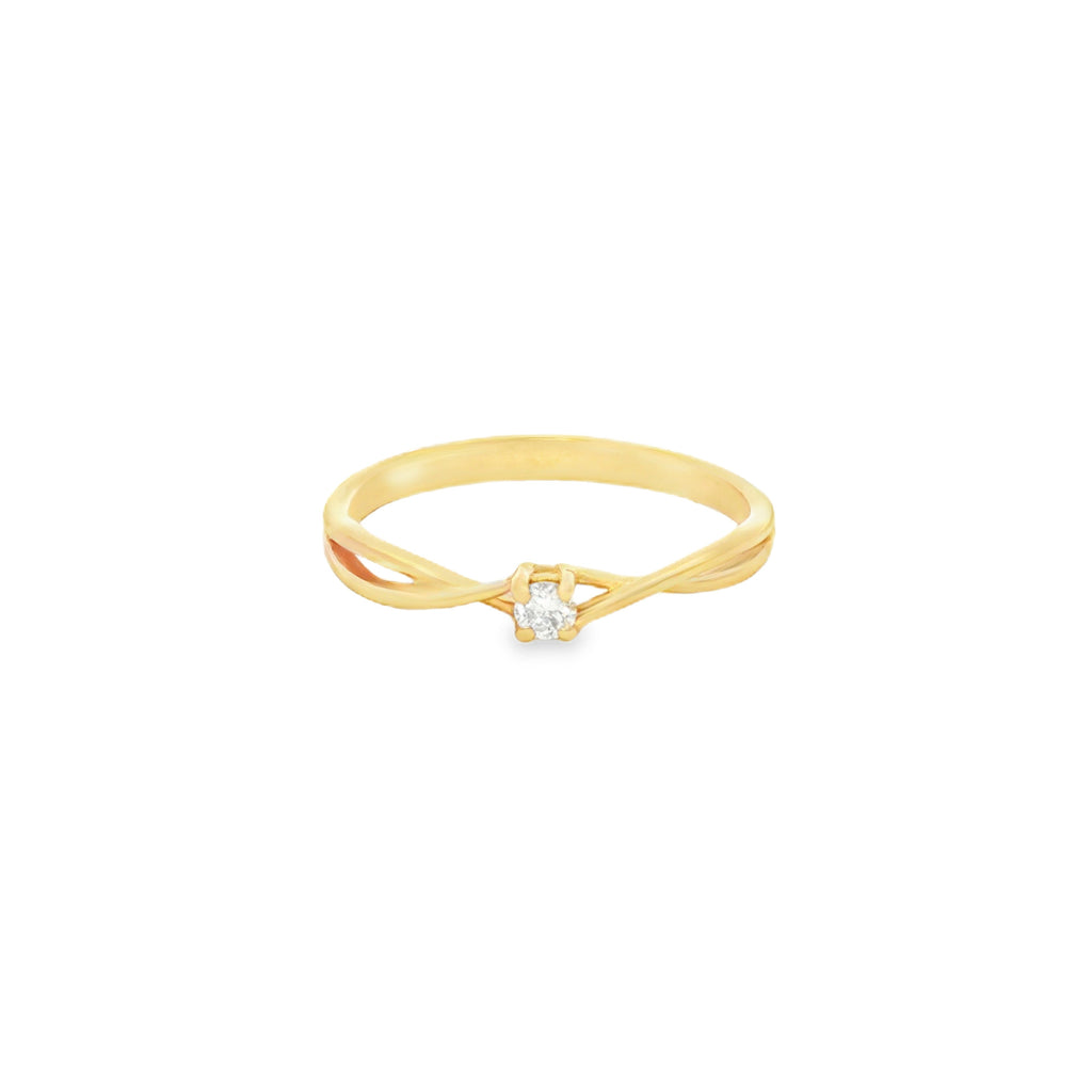 ANILLO SOLITARIO CRUZADO CON DIAMANTE