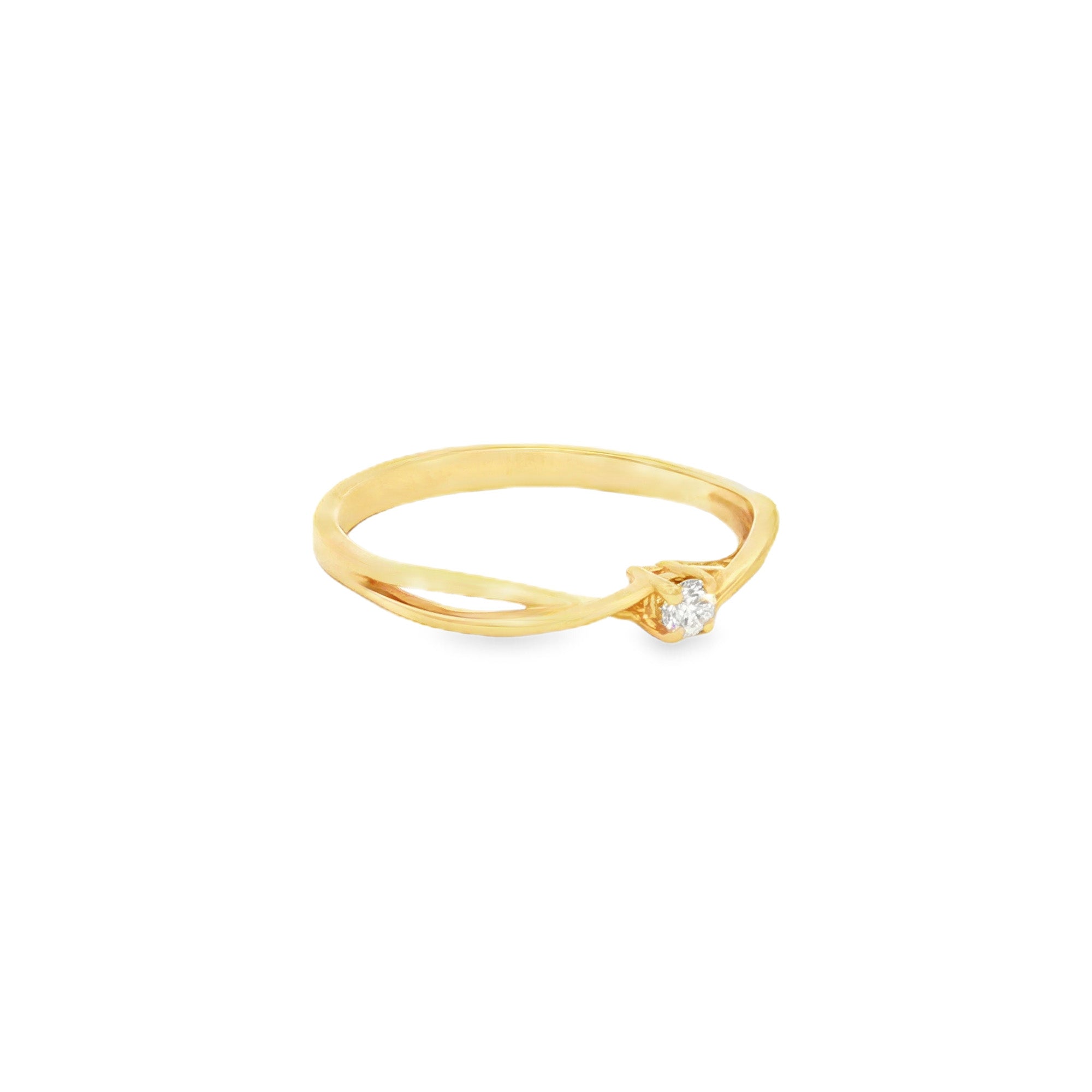 ANILLO SOLITARIO CRUZADO CON DIAMANTE