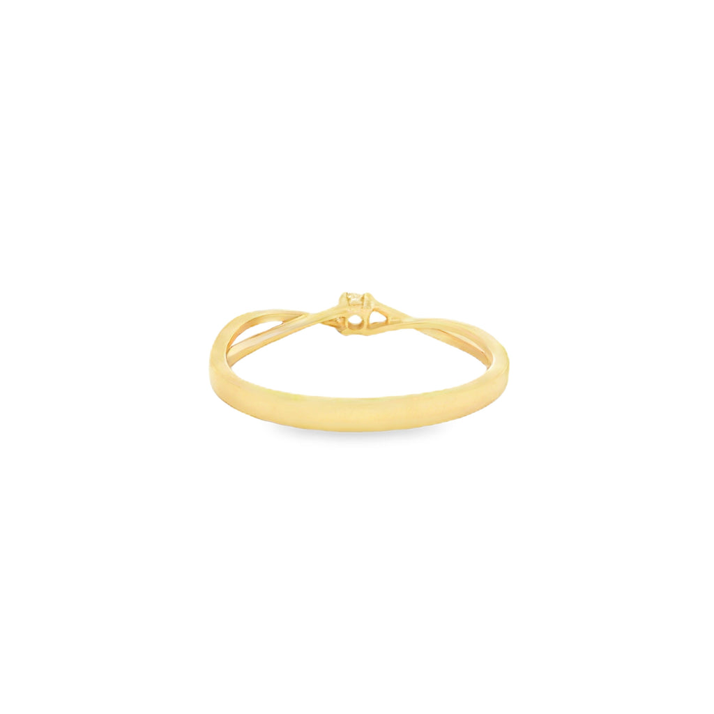 ANILLO SOLITARIO CRUZADO CON DIAMANTE