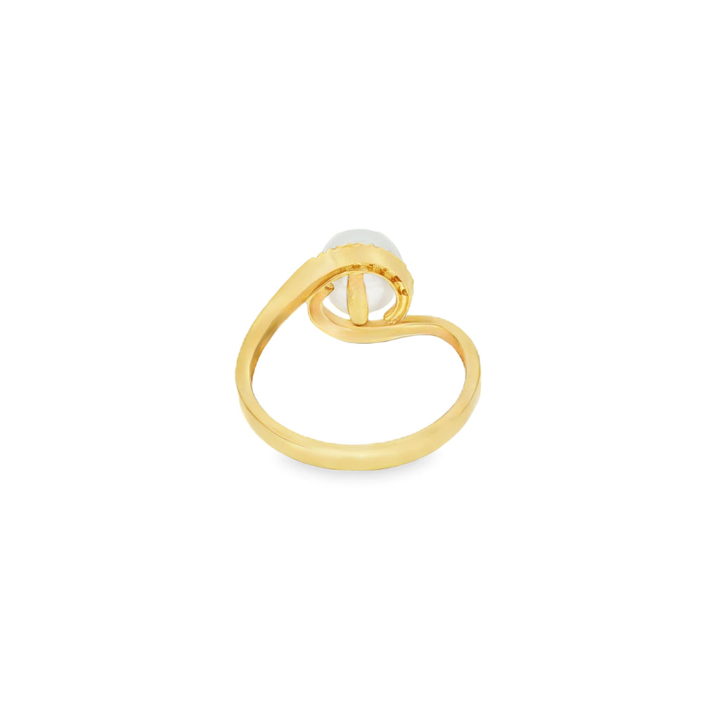 ANILLO CRUZADO ESPIRAL PERLA Y DIAMANTES