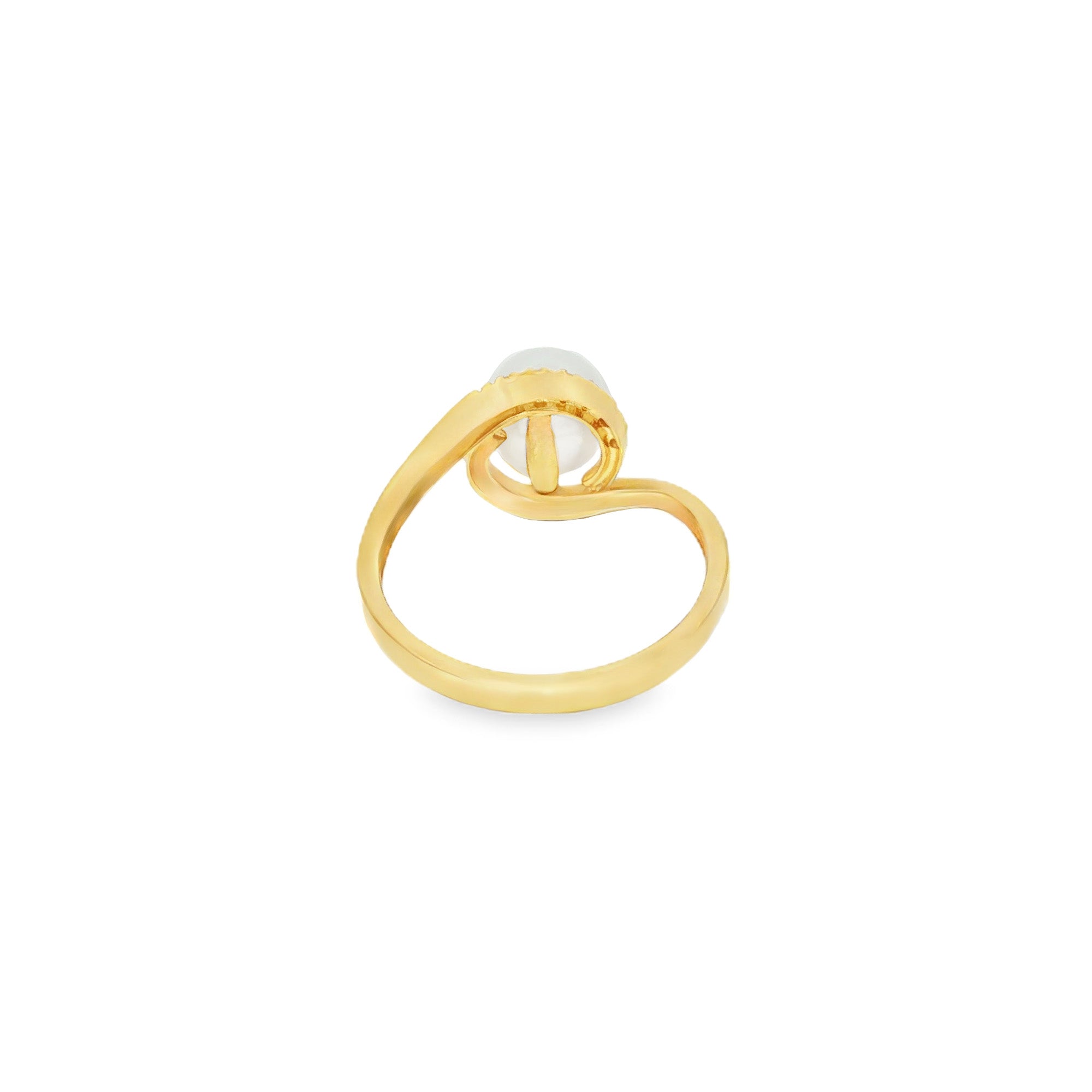 ANILLO CRUZADO ESPIRAL PERLA Y DIAMANTES