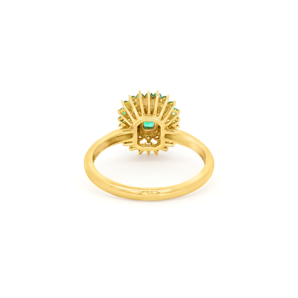 ANILLO FLOR CON ESMERALDAS Y DIAMANTES