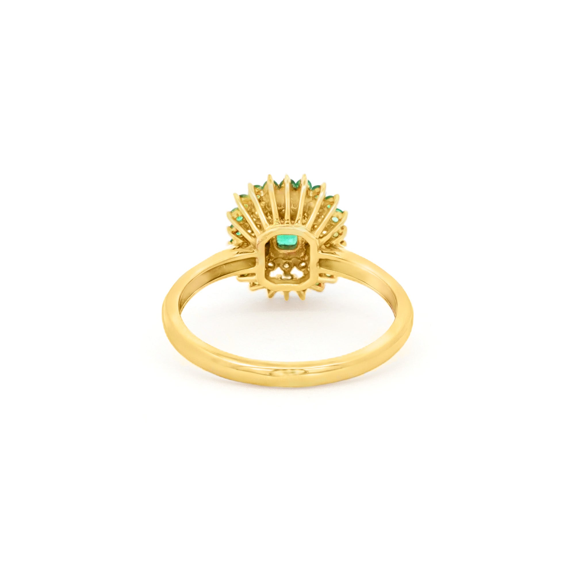 ANILLO FLOR CON ESMERALDAS Y DIAMANTES