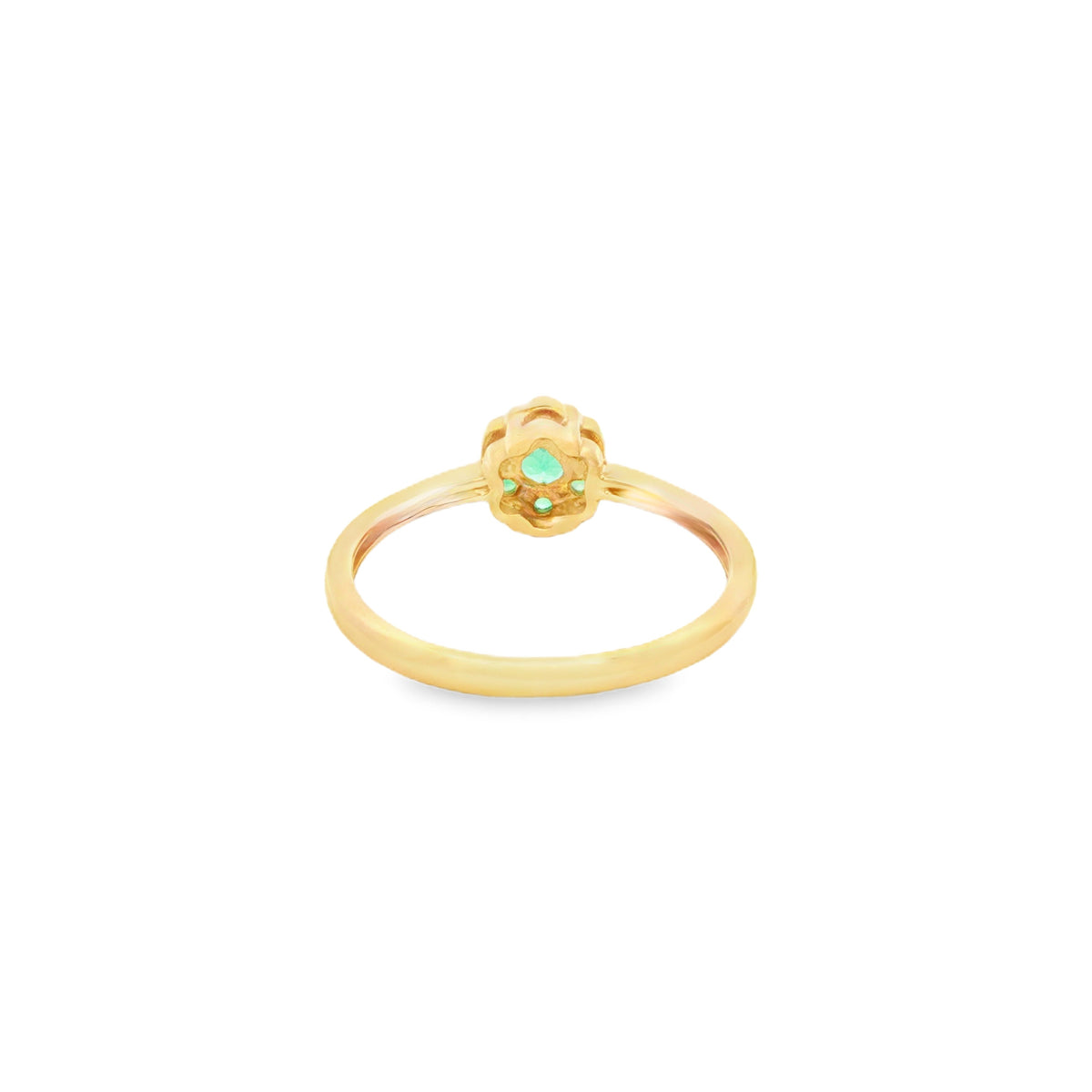ANILLO SOLITARIO FLOR CON ESMERALDAS