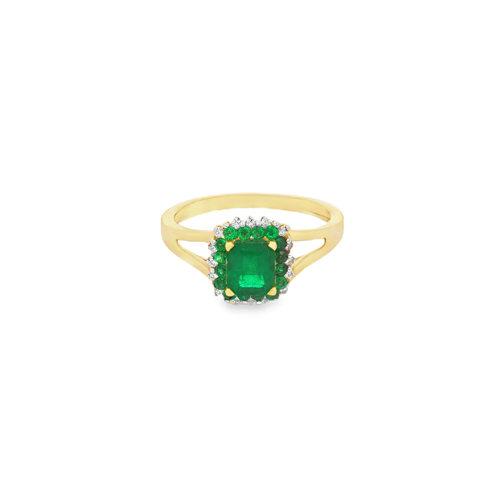 ANILLO ESMERALDA Y DIAMANTES