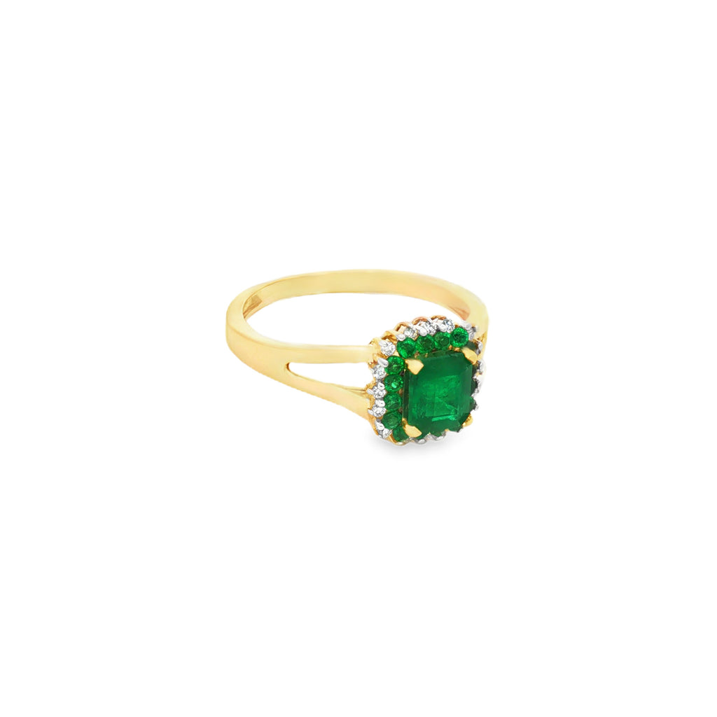 ANILLO ESMERALDA Y DIAMANTES